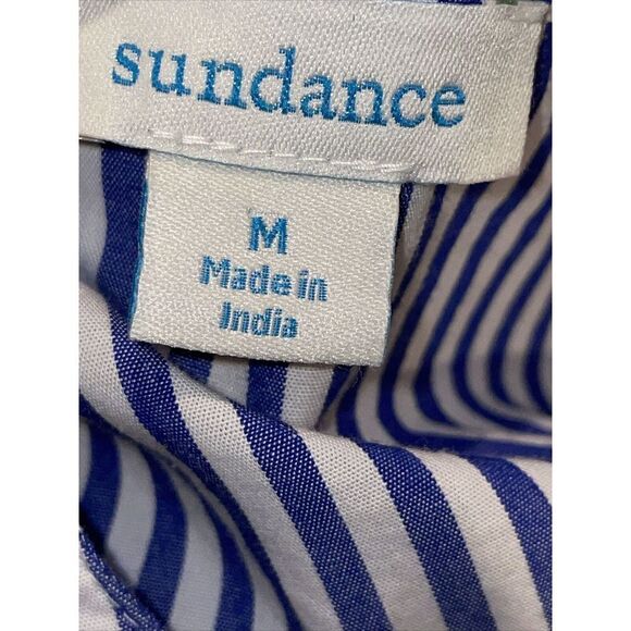 Sundance Front Tie Blouse Top Women’s Large Blue White Cotton Button Up Stripes - Picture 5 of 6